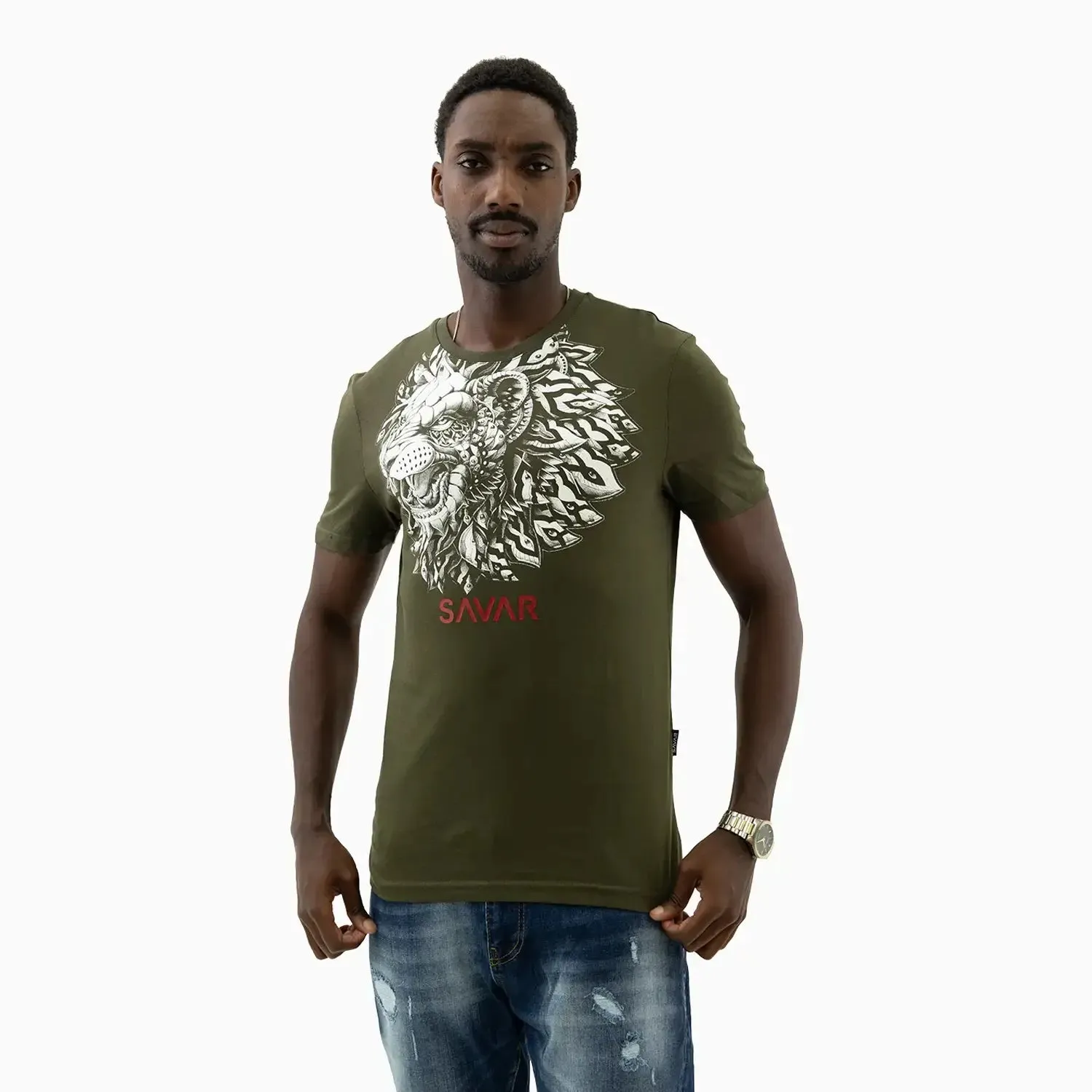 Men's Lion Graphics Crew Neck T-Shirt