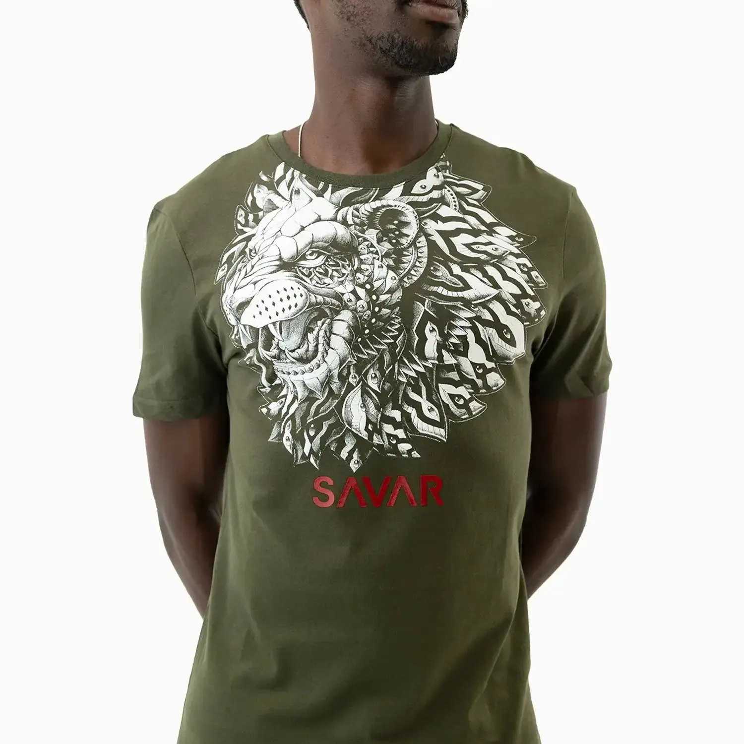 Men's Lion Graphics Crew Neck T-Shirt