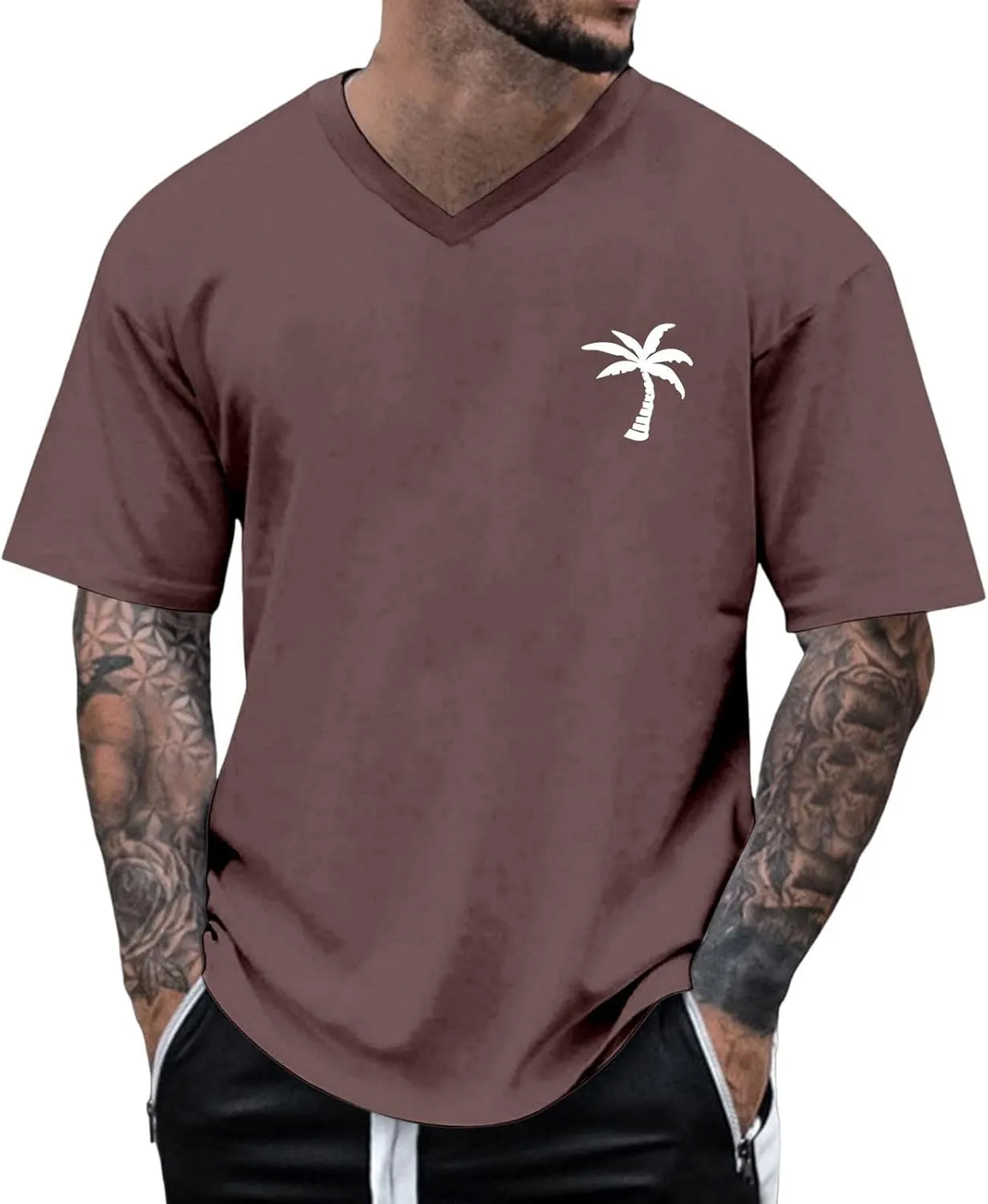 Mens Loose Fit Graphic Shirts Short Sleeve Heavyweight Cotton Printed T-Shirts Casual Retro Streetwear Tshirts Tops