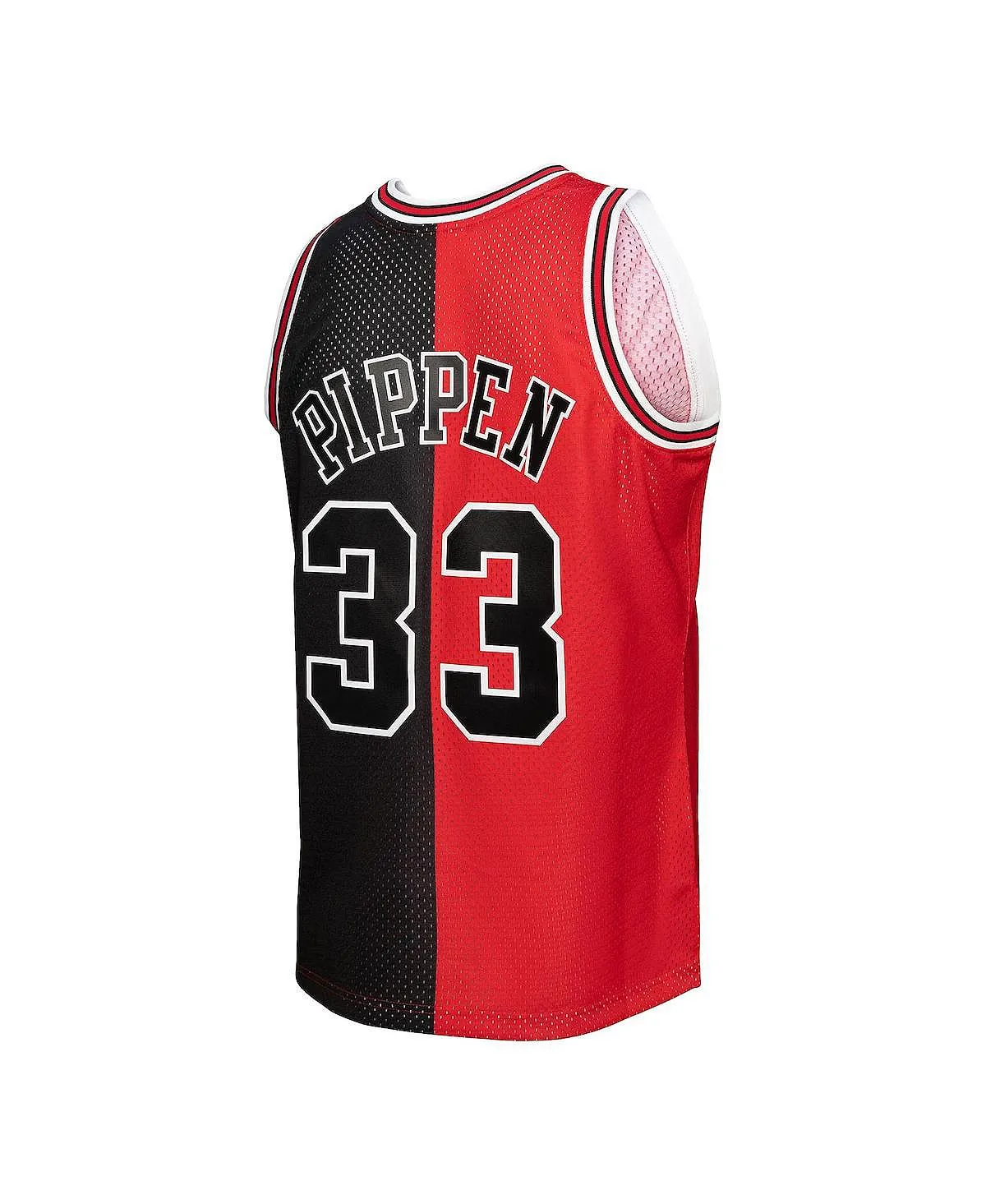 Men's t-shirt scottie pippen red, black chicago bulls hardwood classics 1997-98 split swingman jersey Mitchell & Ness, multi