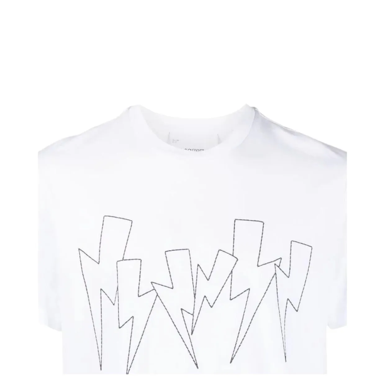 Neil Barrett Jumbled Bolt Embroidered White T-Shirt