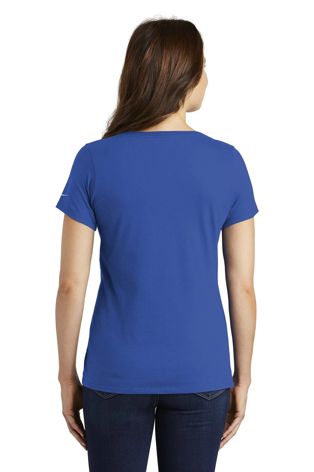 Nike Ladies Core Cotton Scoop Neck Customized Tees, Rush Blue