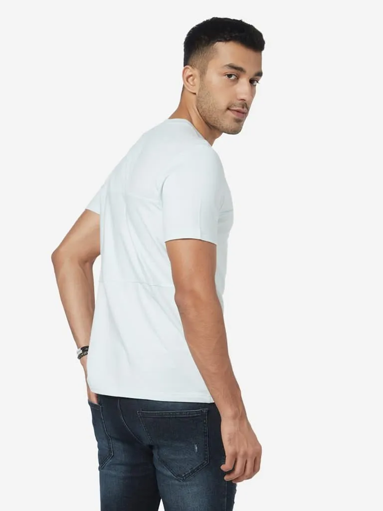 Nuon Light Blue Slim-Fit Pure-Cotton T-Shirt