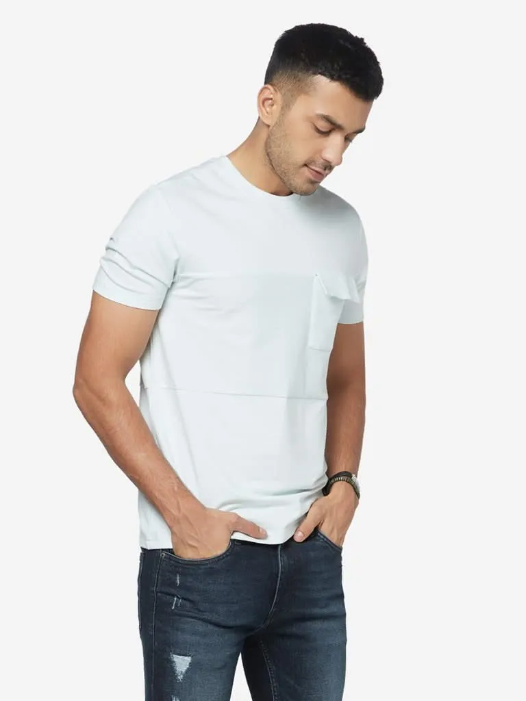 Nuon Light Blue Slim-Fit Pure-Cotton T-Shirt