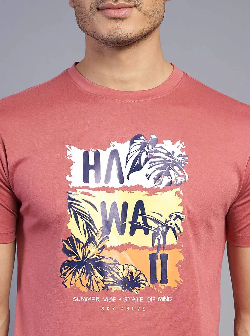 Pink Printed Slim Fit T-Shirt | JadeBlue