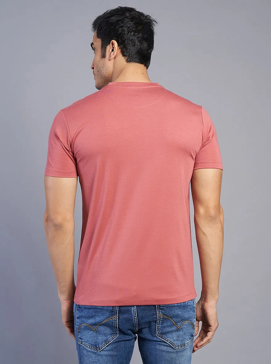 Pink Printed Slim Fit T-Shirt | JadeBlue