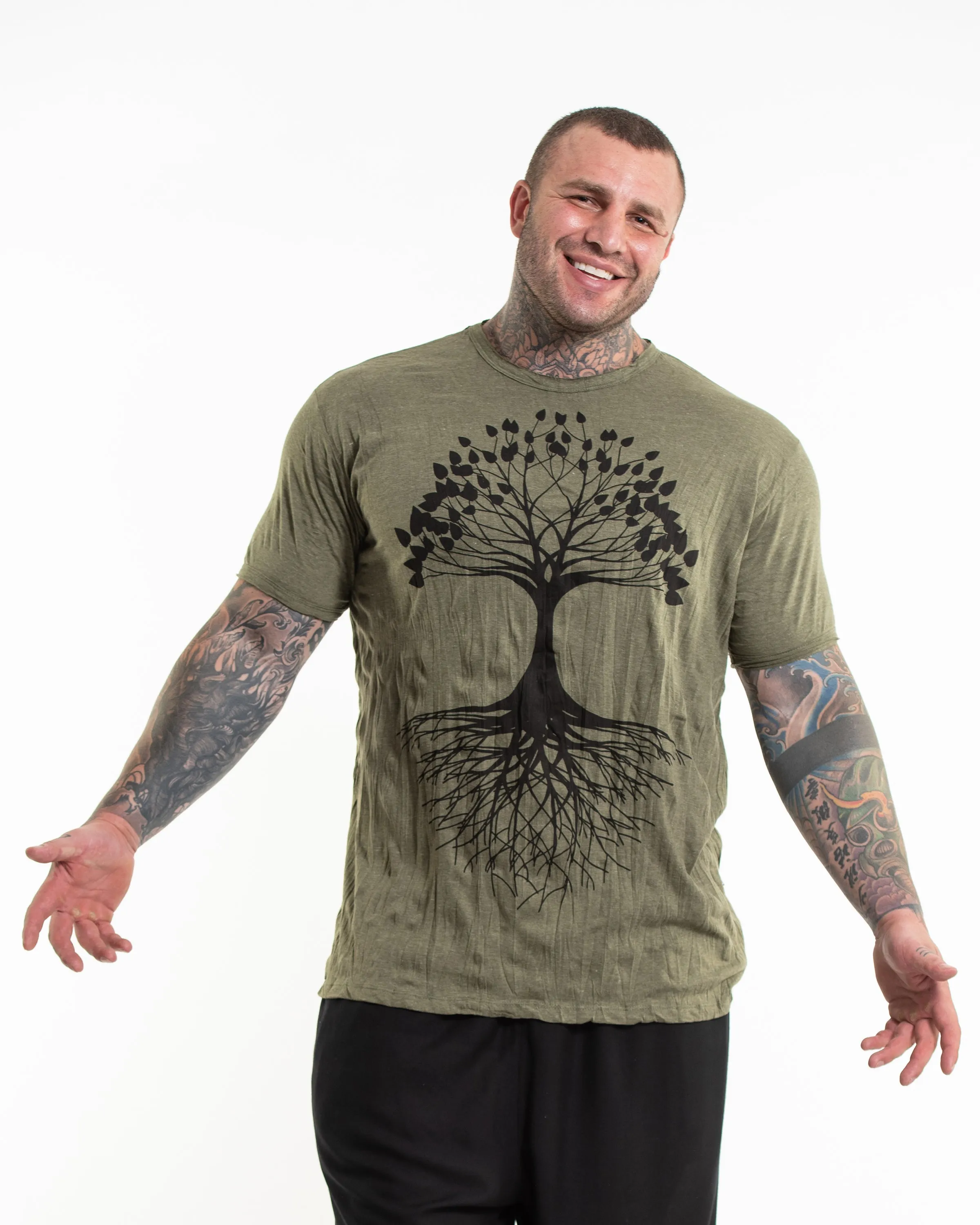 Plus Size Mens Tree of Life T-Shirt in Green