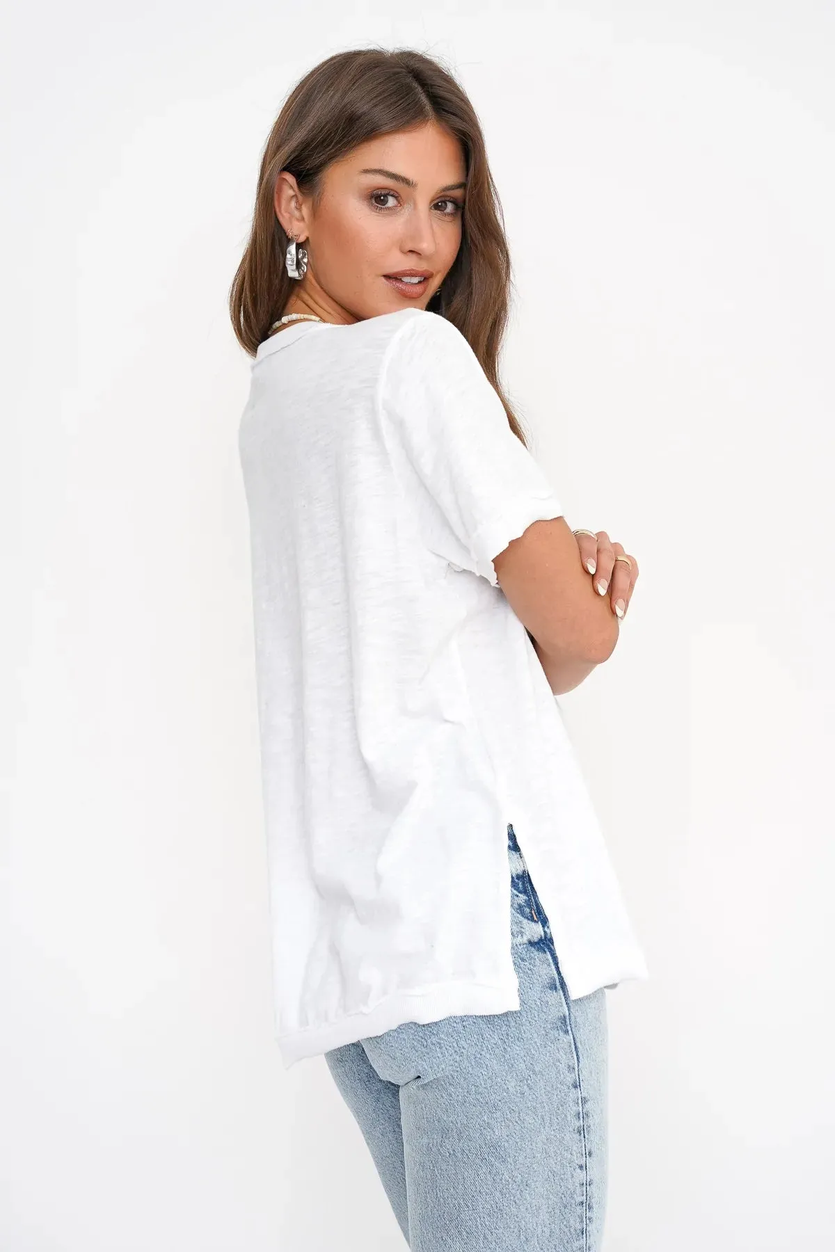 Project Social T White Knock Out V-Neck Tee