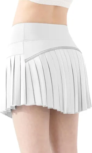 QooNoo Girls Skorts Tennis Skirts for Girls Pleated Athletic Skirt with Pockets Toddler High Waist Cheer Skirt Built-in Short