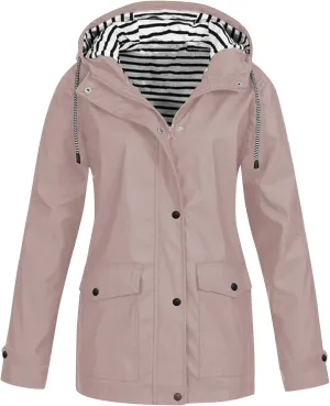Rain Jackets Women Lightweight Waterproof Plus Size Raincoat with Hood, Fall Long Packable Windbreaker Poncho
