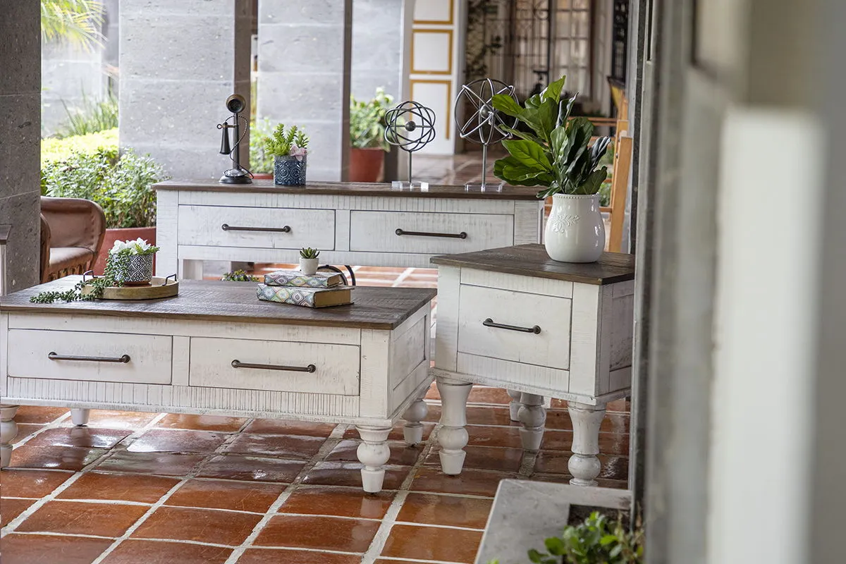Rock Valley - End Table - White / Brown