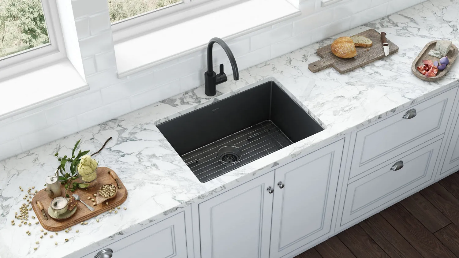 Ruvati 27-inch Undermount Gunmetal Black Stainless Steel Kitchen Sink 16 Gauge Single Bowl – RVH6127BL