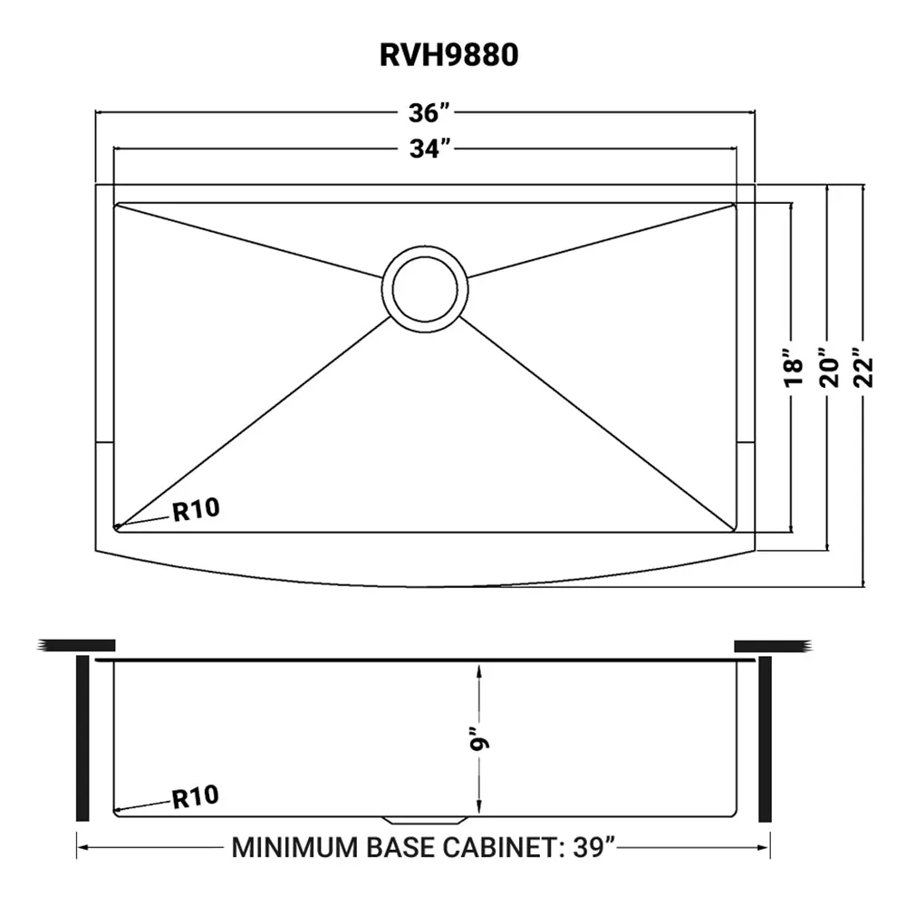 Ruvati Gunmetal Black Matte Stainless Steel 36-inch Apron-Front Farmhouse Kitchen Sink – Single Bowl – RVH9880BL