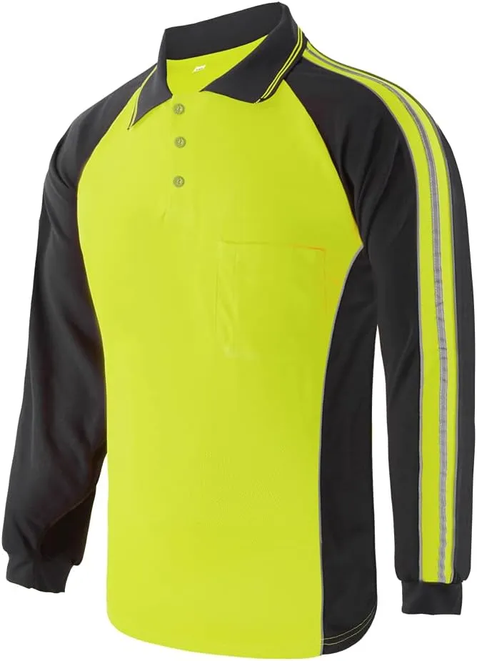 Safety Shirt High Visibility Short Long Sleeve Reflective Polo Shirts, Work T Shirts for Men Construction