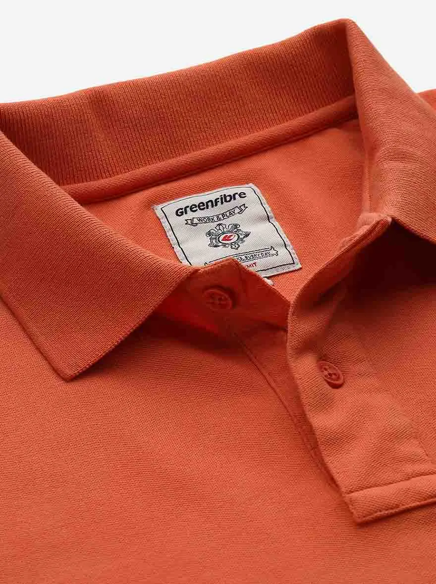 Salmon Solid Slim Fit Polo T-Shirt | Greenfibre