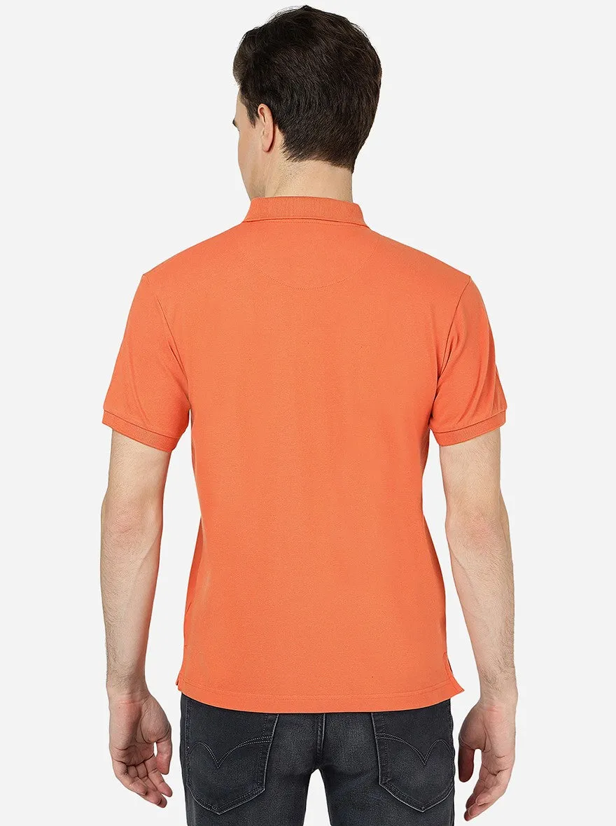 Salmon Solid Slim Fit Polo T-Shirt | Greenfibre
