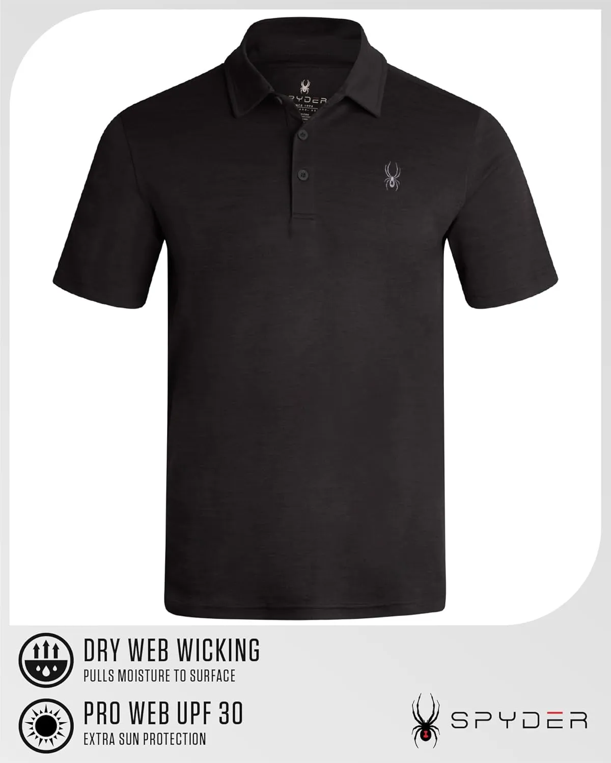 Spyder Mens Performance Polo Shirt - UPF 30  Moisture Wicking Quick Dry Golf Polo - Athletic Polo Shirts for Men (Size: S-XL)