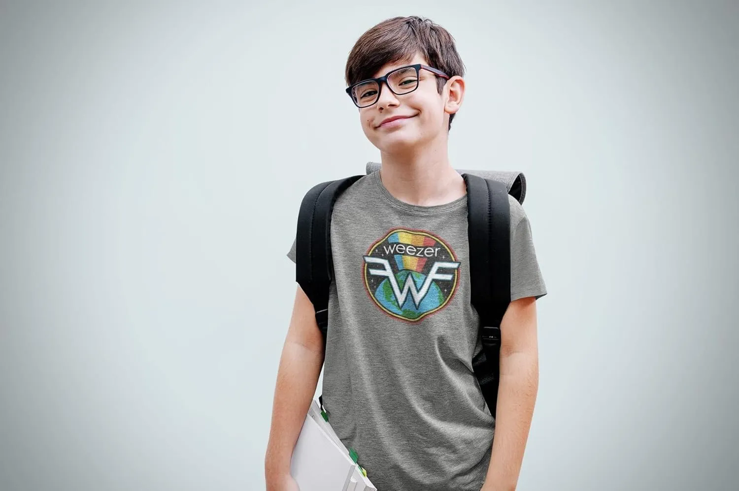 Weezer Rock Band Logo Space Rainbow Youth Short Sleeve T-Shirt Graphic Tee