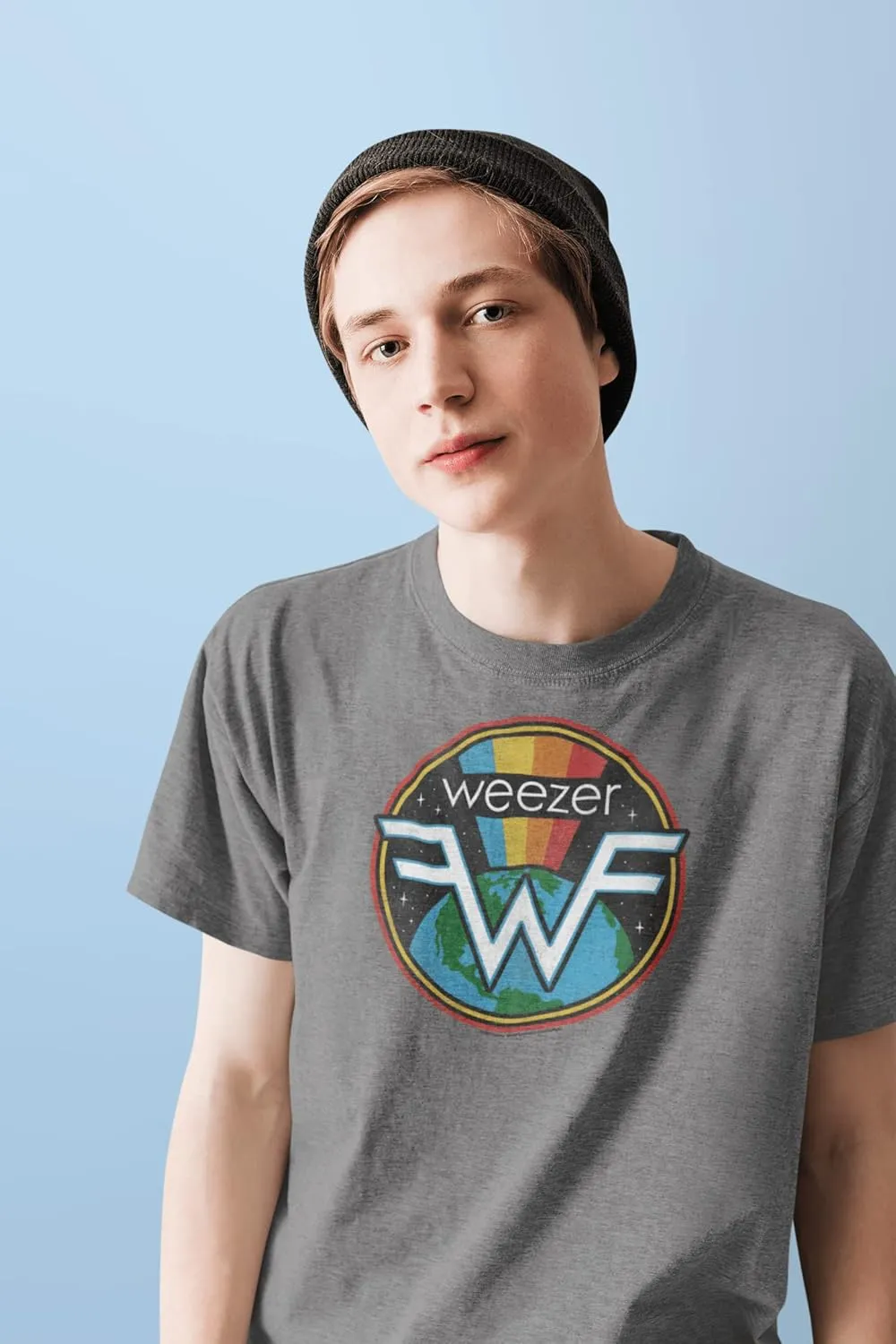 Weezer Rock Band Logo Space Rainbow Youth Short Sleeve T-Shirt Graphic Tee