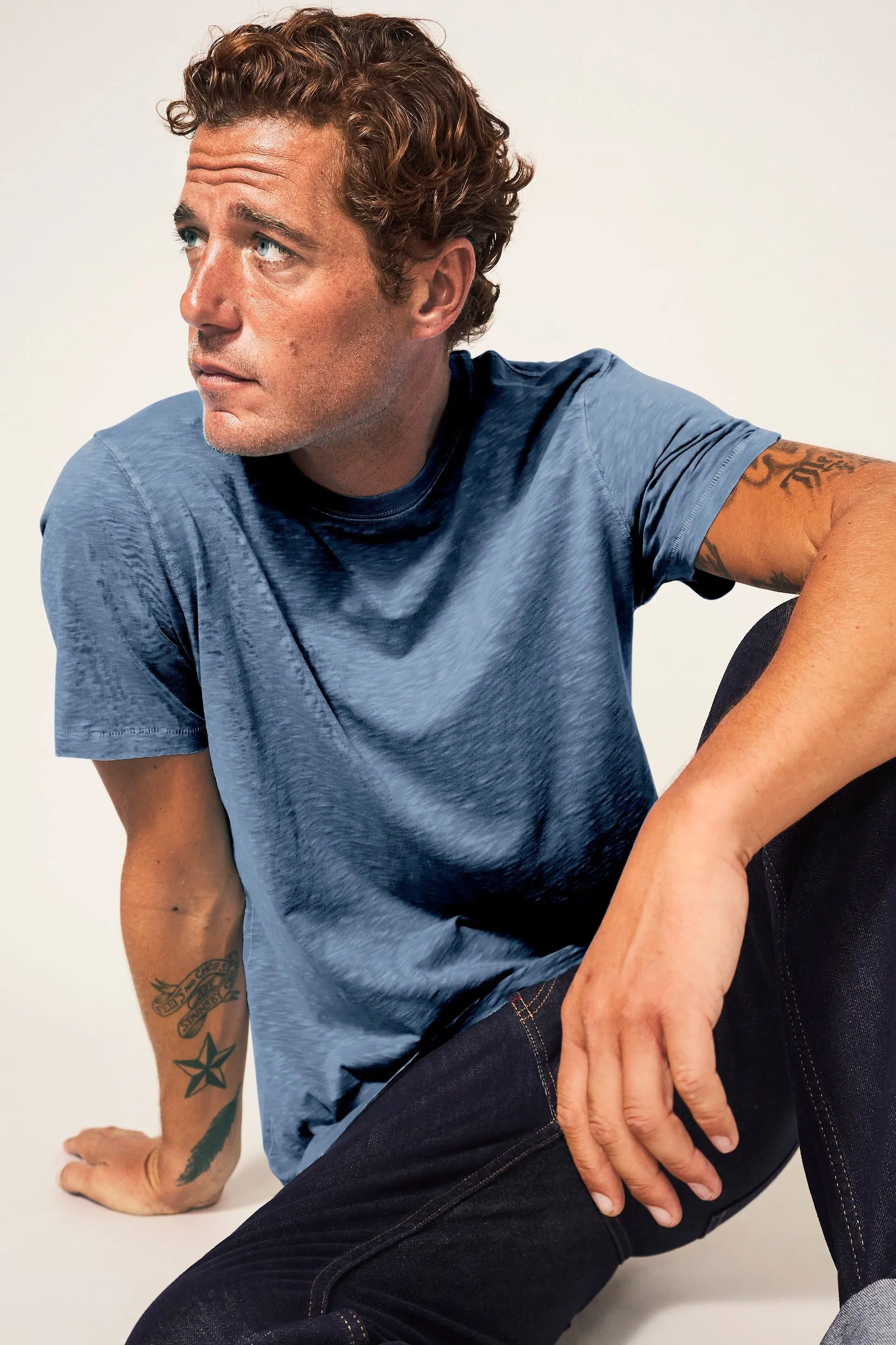 White Stuff Abersoch Short Sleeve Tee in Mid Blue