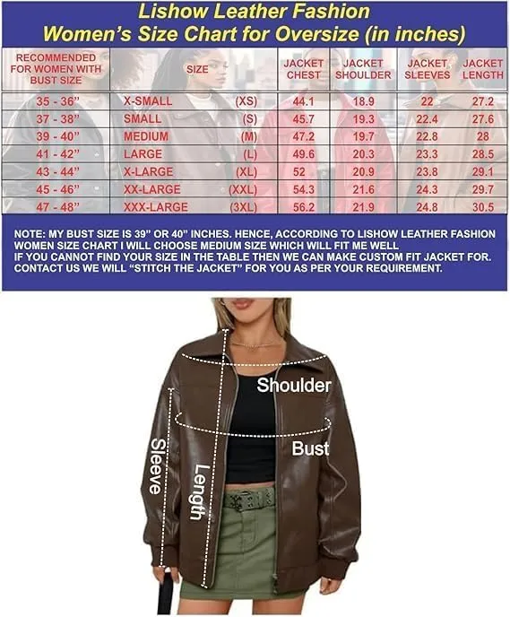 Womens 90'S Genuine Leather Vintage Vibes & Modern Oversized Bomber Classic Style Hoodie Jacket
