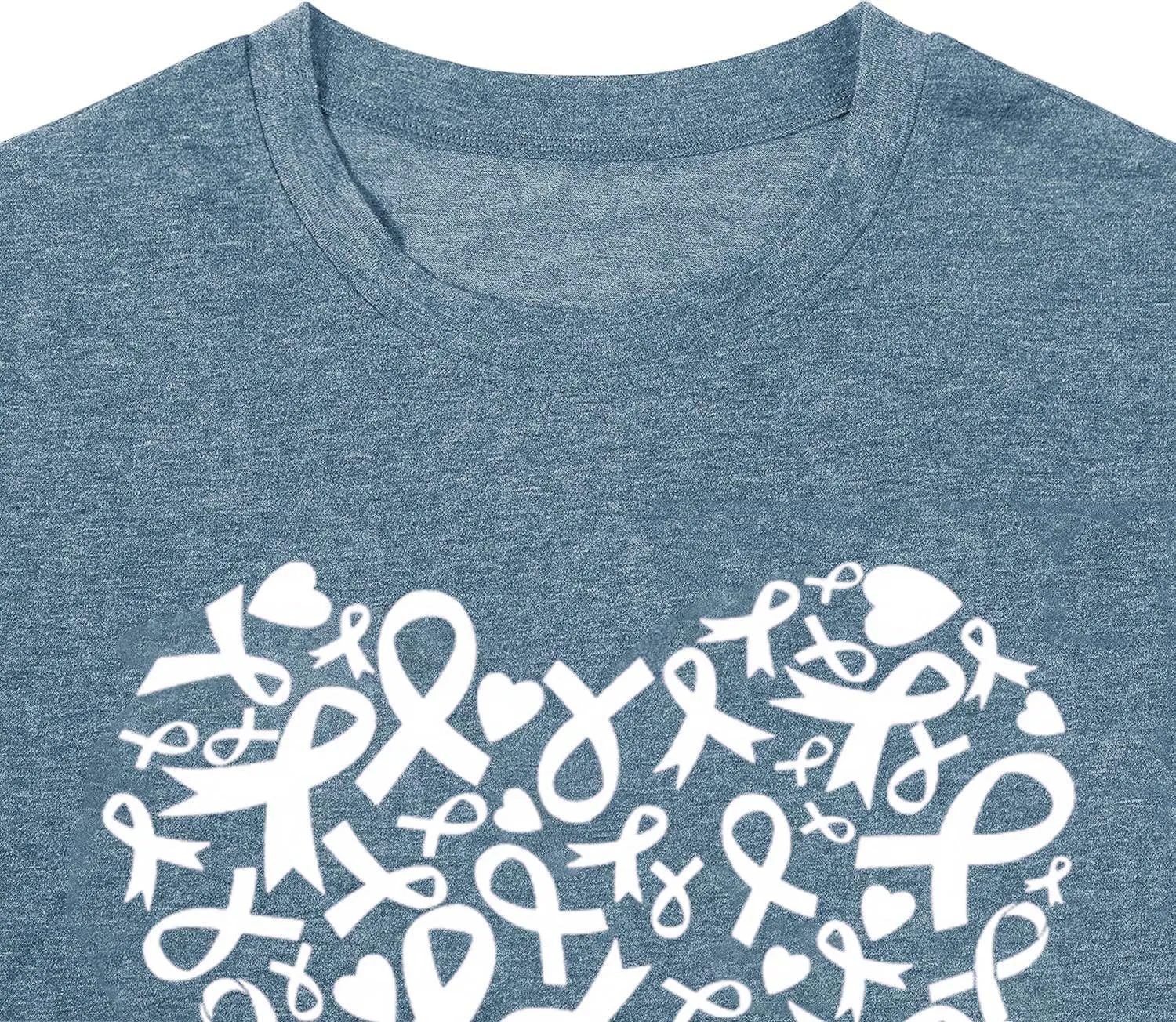 Womens Breast Cancer Awareness T Shirts Cute Love Heart Ribbon Graphic Print Tee Inspirational Short Sleeve Tops