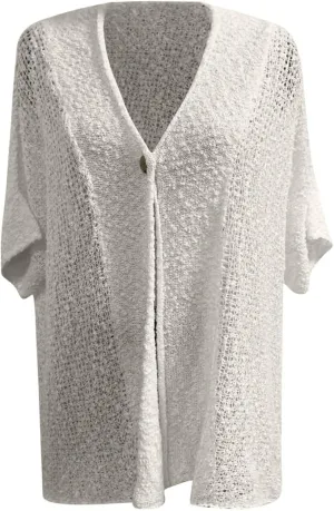 Women's Hollow Crochet Knit Cardigan Top Summer Lightweight Button Shrug Sweater Tops Vneck Short Sleeve Shirts