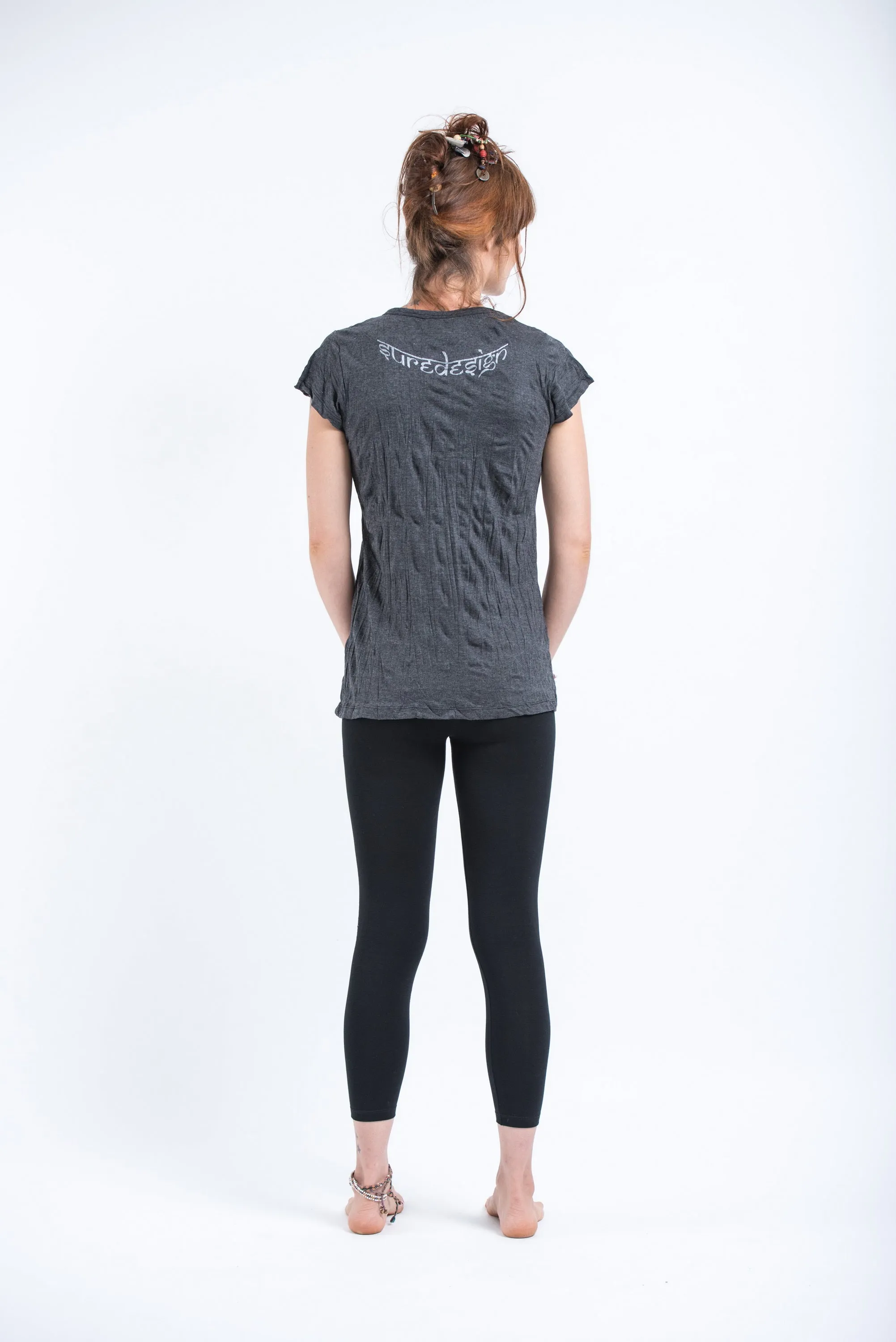 Womens Octopus Mandala T-Shirt in Silver on Black