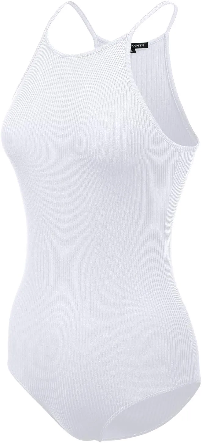 Women's Ribbed Tank Tops Shapewear Crew Neck Racerback Spaghetti Bodysuits