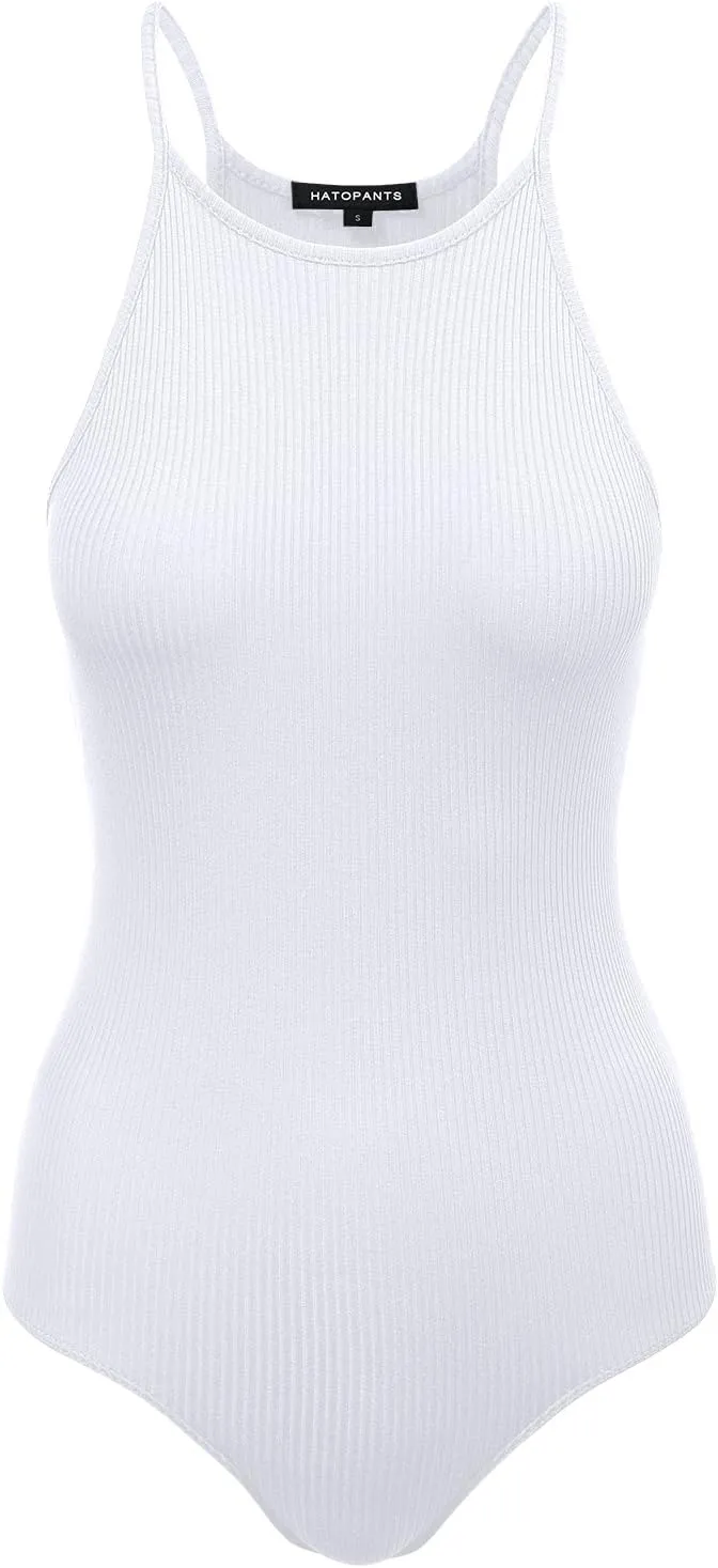Women's Ribbed Tank Tops Shapewear Crew Neck Racerback Spaghetti Bodysuits