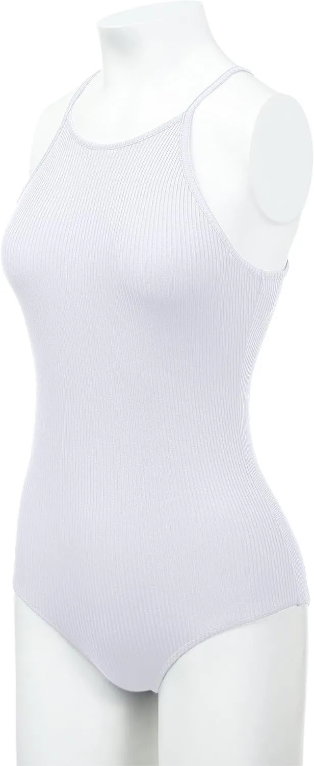 Women's Ribbed Tank Tops Shapewear Crew Neck Racerback Spaghetti Bodysuits