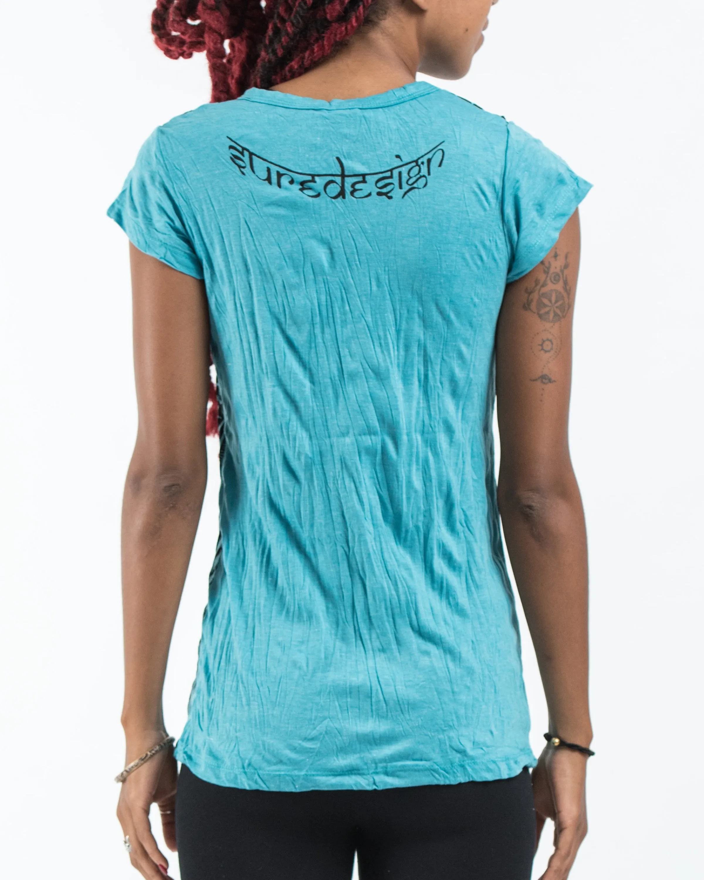 Womens Weed Owl T-Shirt in Turquoise