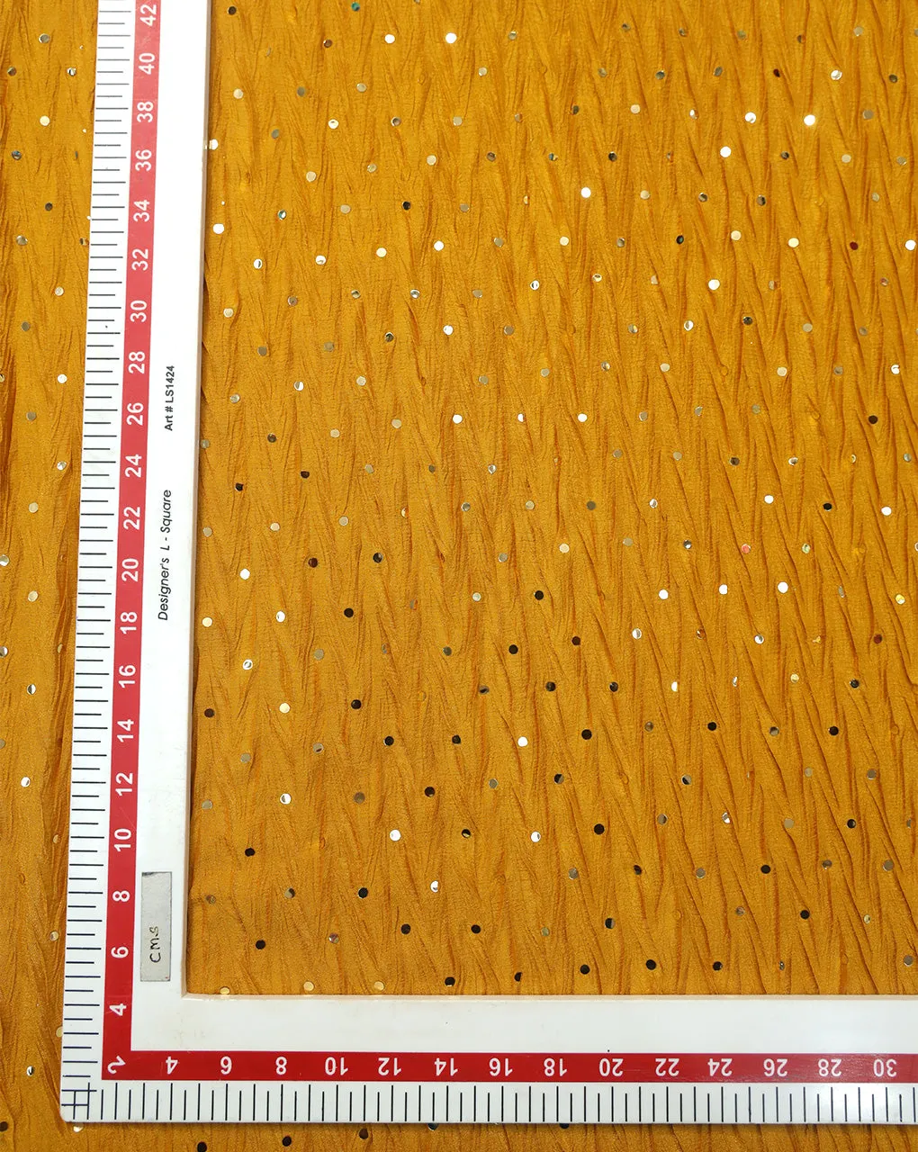 YELLOW POLYESTER CREPE SEQUINS FABRIC