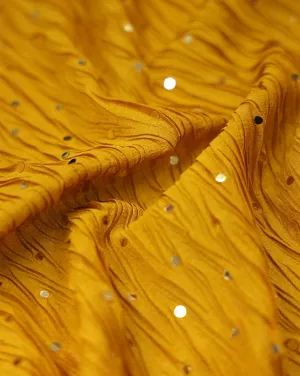 YELLOW POLYESTER CREPE SEQUINS FABRIC