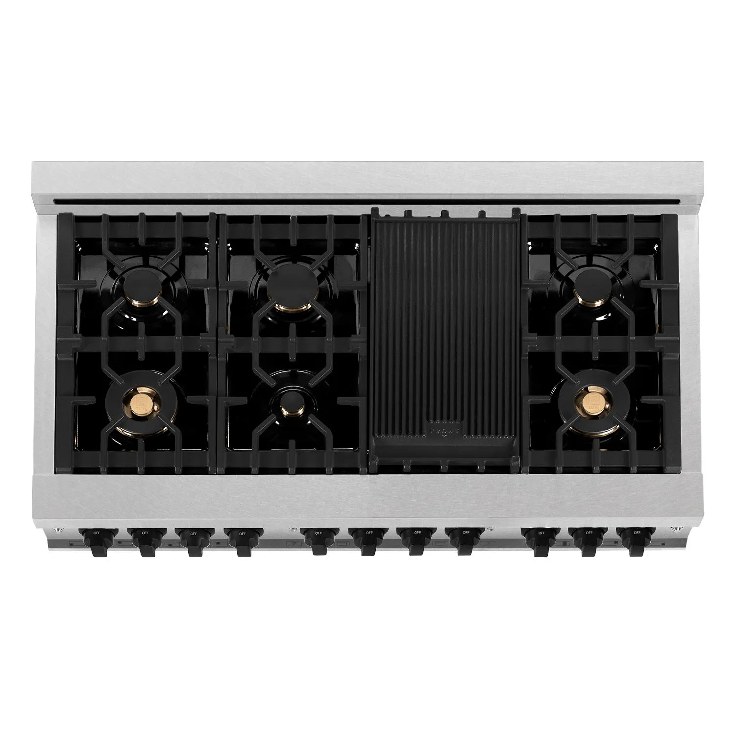 ZLINE Autograph Edition 48" 6.0 cu. ft. Dual Fuel Range in DuraSnow® Stainless Steel with White Matte Door and Matte Black Accents (RASZ-WM-48-MB)
