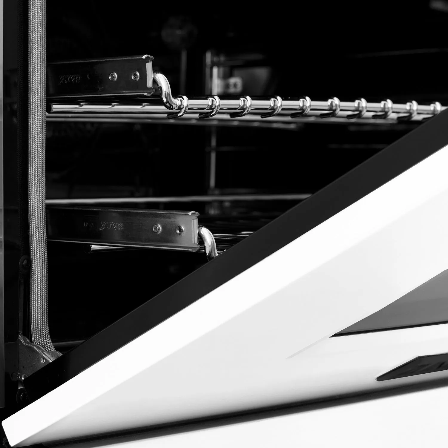 ZLINE Autograph Edition 48" 6.0 cu. ft. Dual Fuel Range in DuraSnow® Stainless Steel with White Matte Door and Matte Black Accents (RASZ-WM-48-MB)